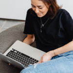 Woman working on a laptop