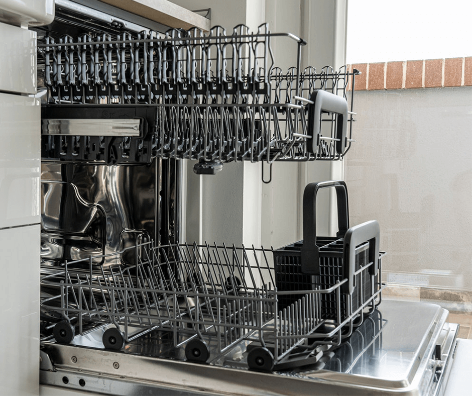 Photo of an open dishwasher. Image credit: Castorly Stock