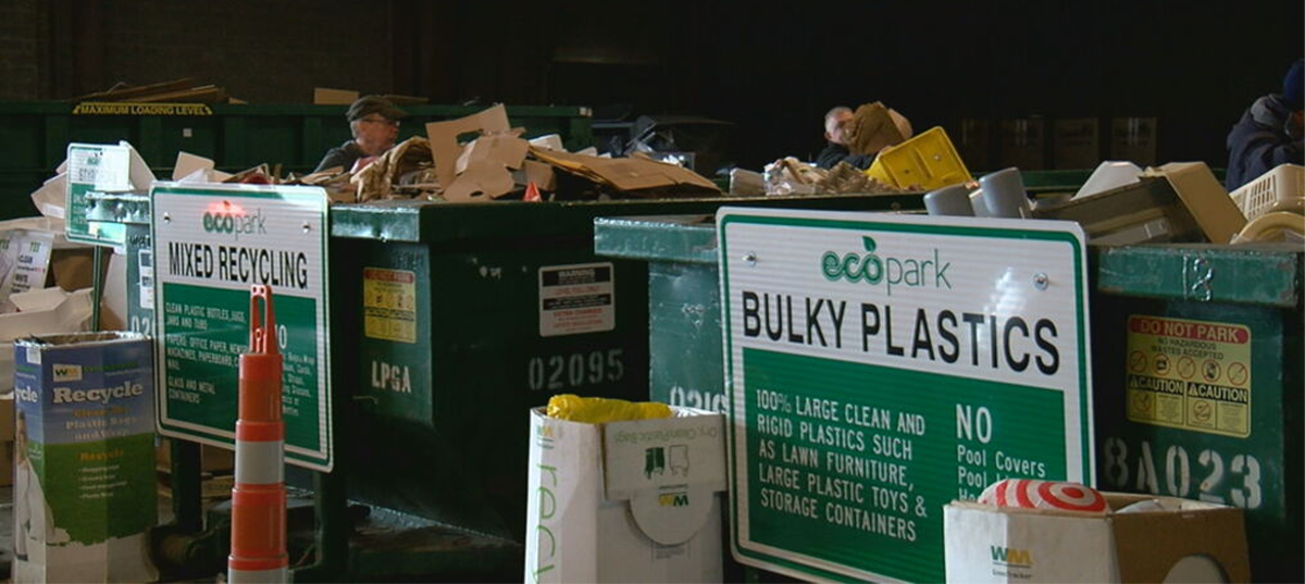 Large recycling bins at the Rochester EcoPark. Image credit: Rochester EcoPark.