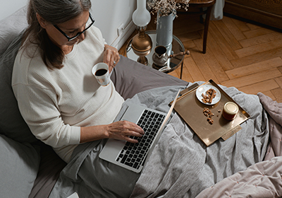 Woman working on a laptop