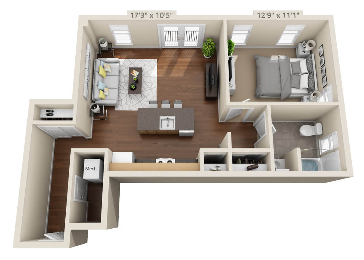 One Bedroom Unit B