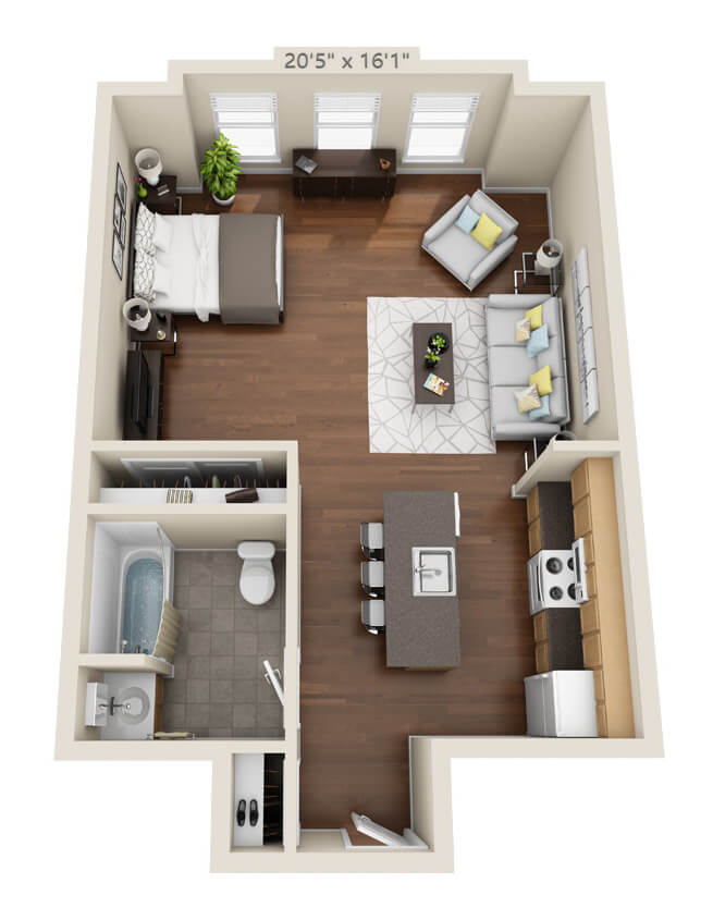 Studio Unit A Floorplan