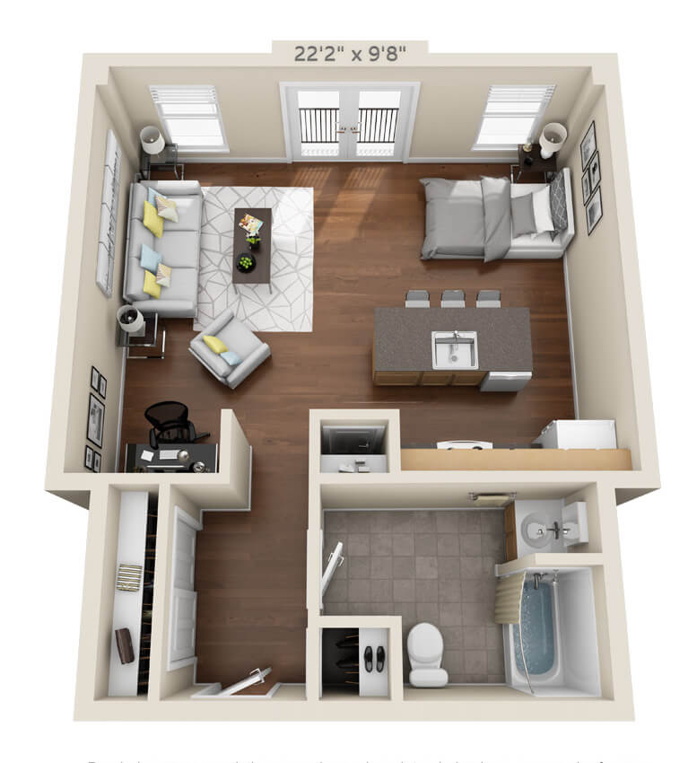Studio Unit F Floorplan